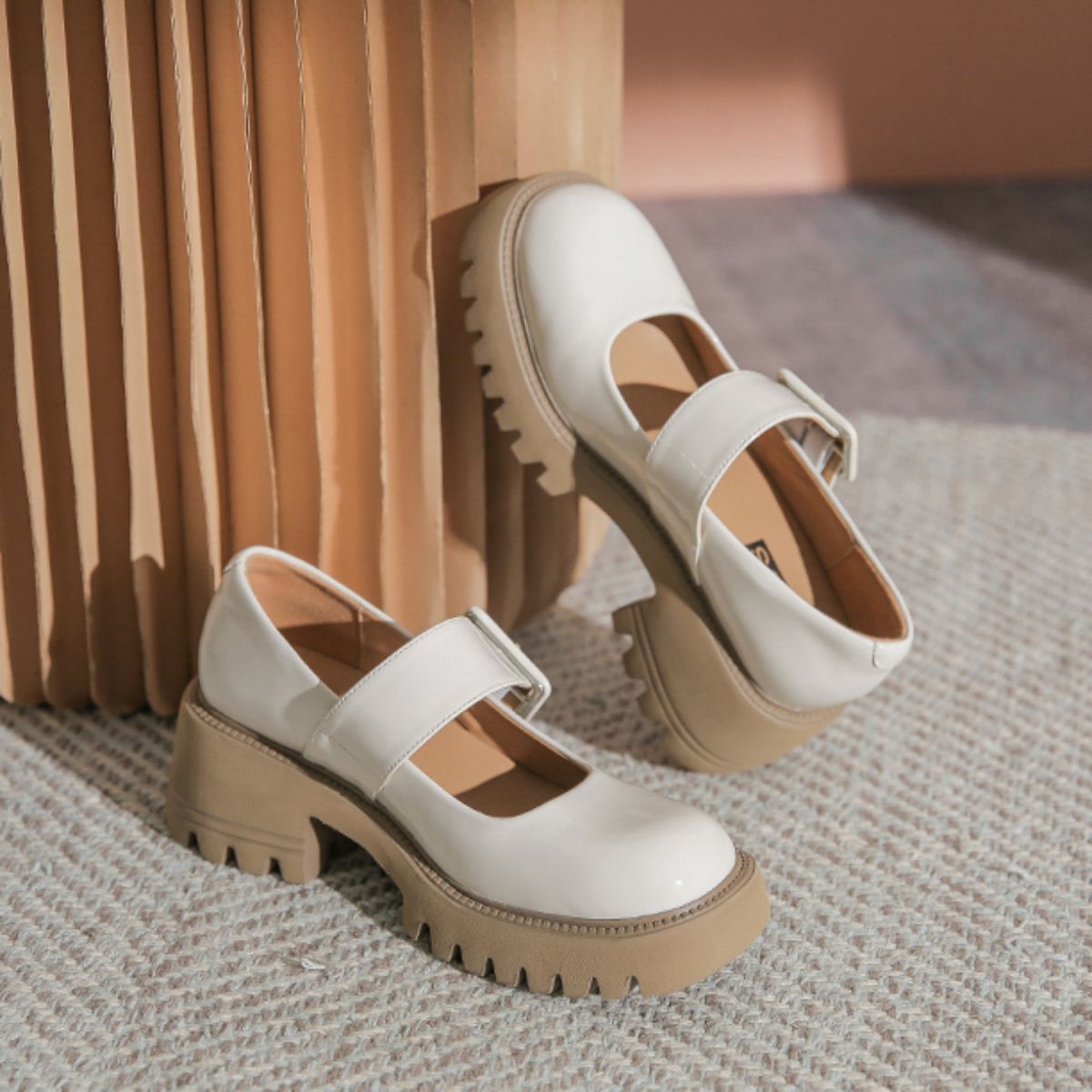 High Heel Thick Sole British Style Mary Jane Shoes - Small Leather Shoes