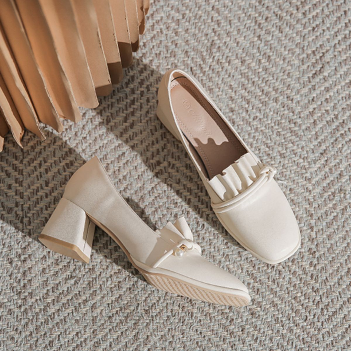 Chunky/Mid-Heel Fashion Pearl Mary Jane Shoes