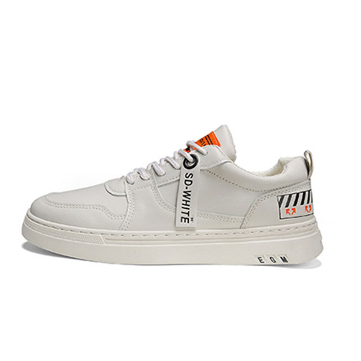 Versatile and Trendy Flat Sneakers - Casual White Shoes-Beige