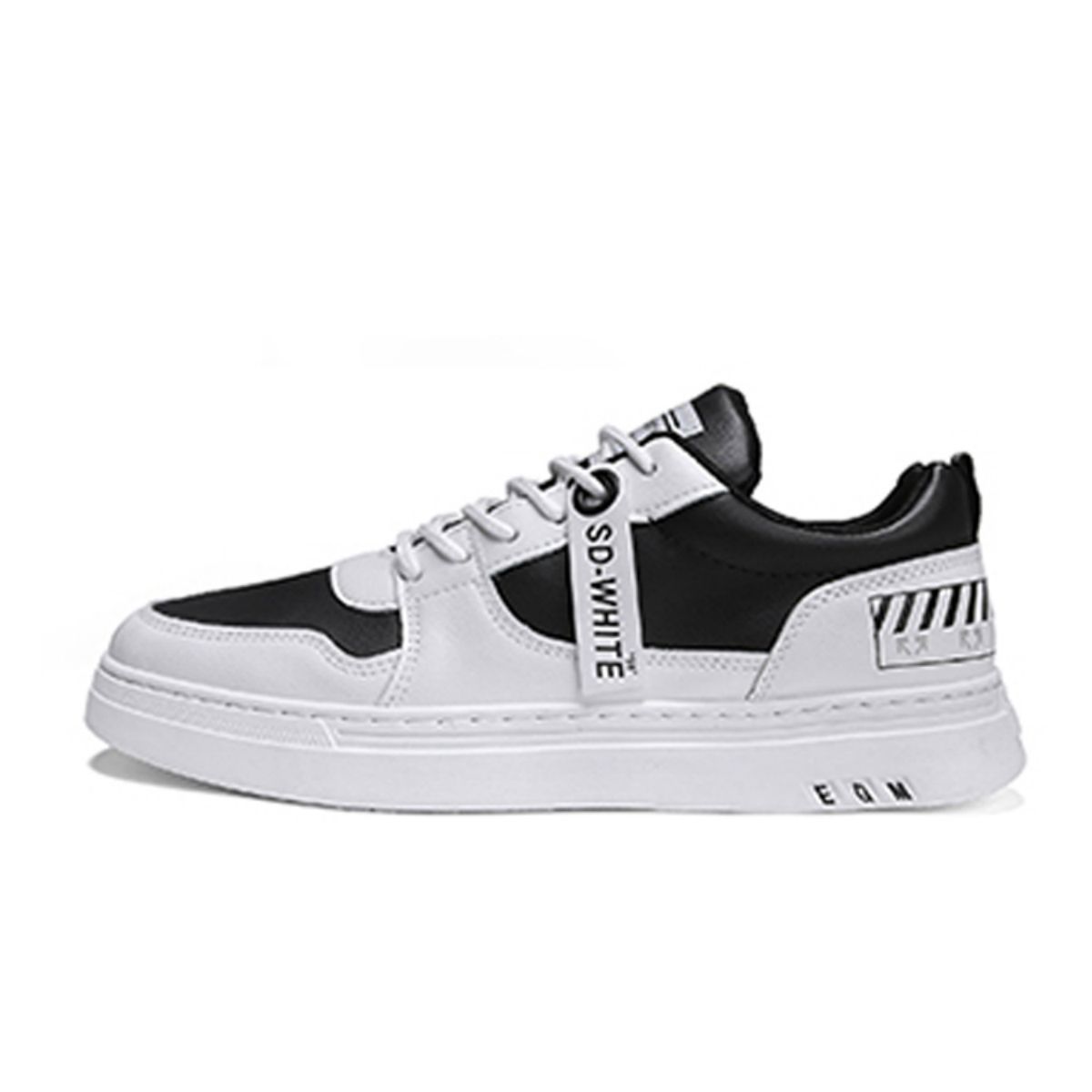 Versatile and Trendy Flat Sneakers - Casual White Shoes-black