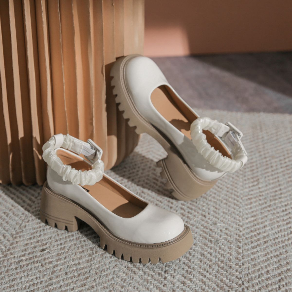 Small Leather High Heels with Thick Platform Mary Jane Shoes - Elevate Your Style