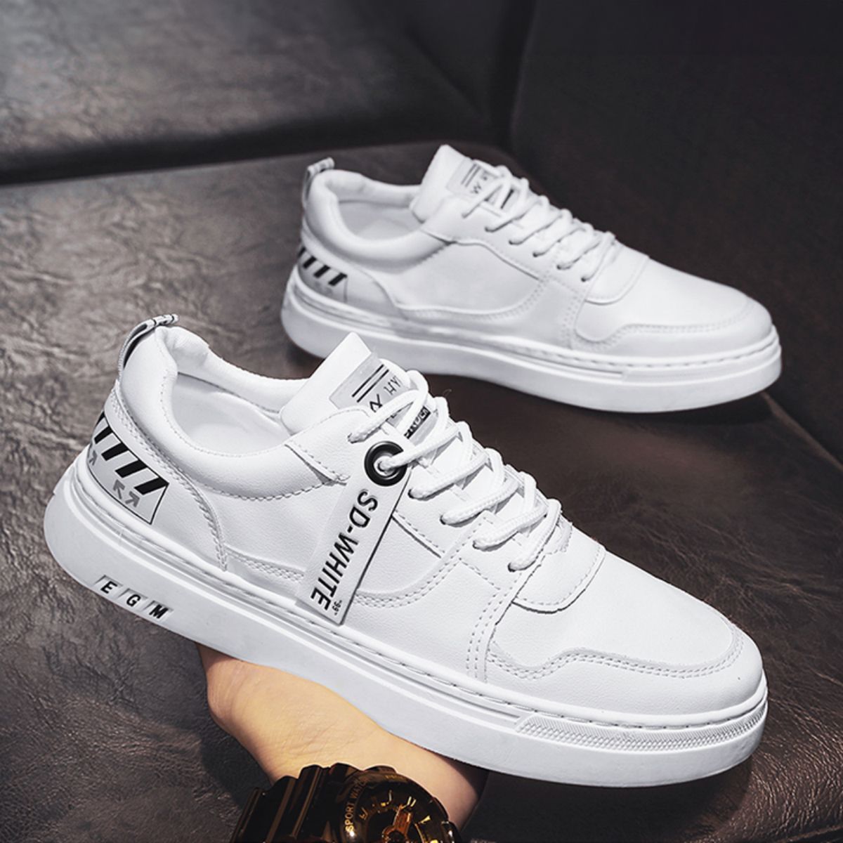Versatile and Trendy Flat Sneakers - Casual White Shoes