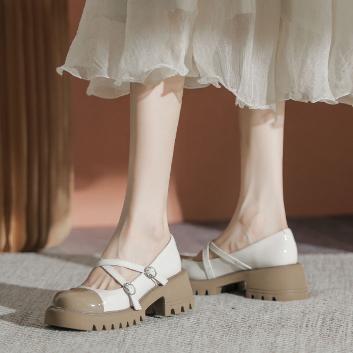 Chunky Platform Round Toe Vintage Mary Jane Flatform Shoes - Retro Chic in Comfort