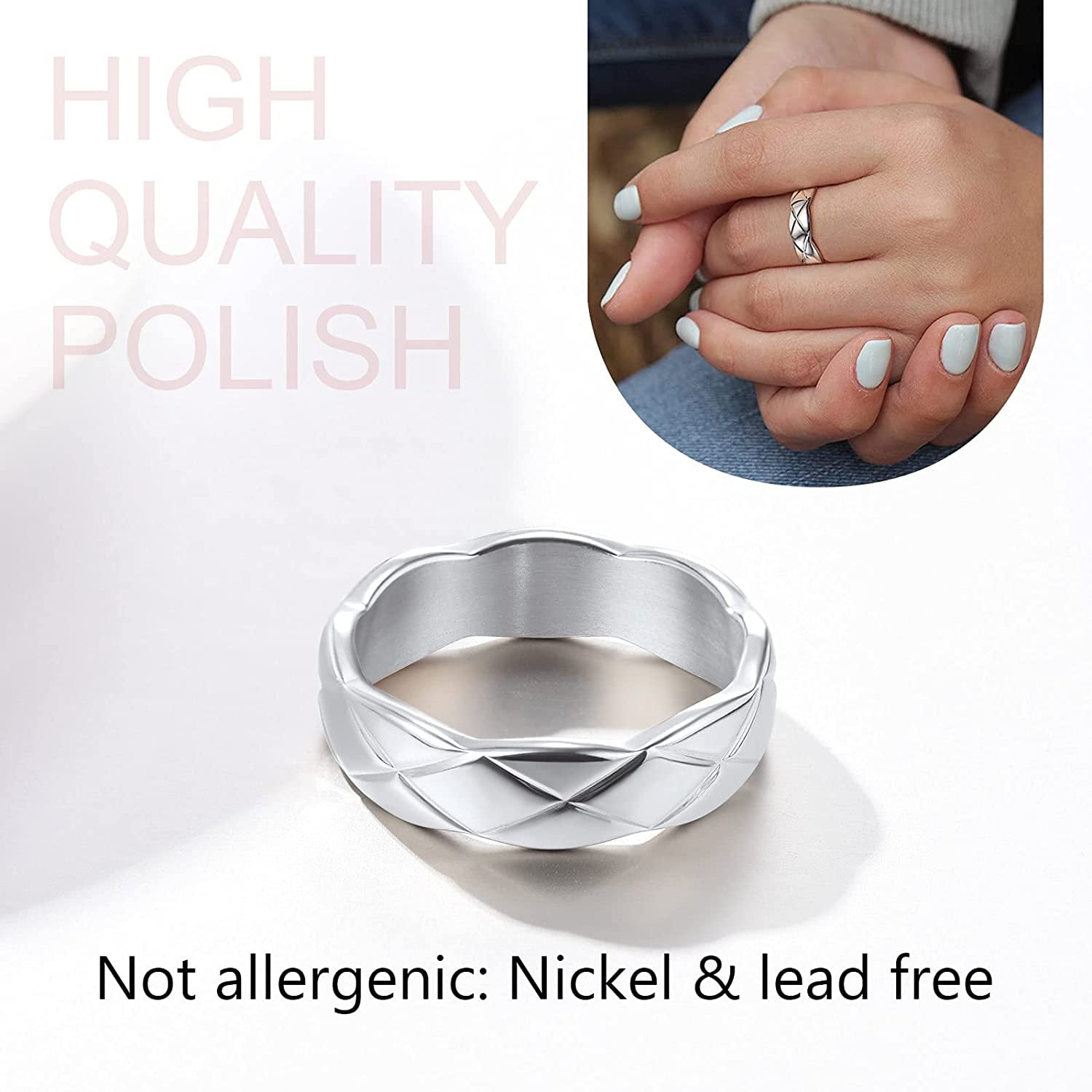 FindChic Crossover Band Rings for Men Women Stainless Steel Rings for Him 6mm/9mm Wide Size 7-12 Crossover Wedding Knucle Finger Ring Engagement Promise Rings Valentine's Birthday Day Gift