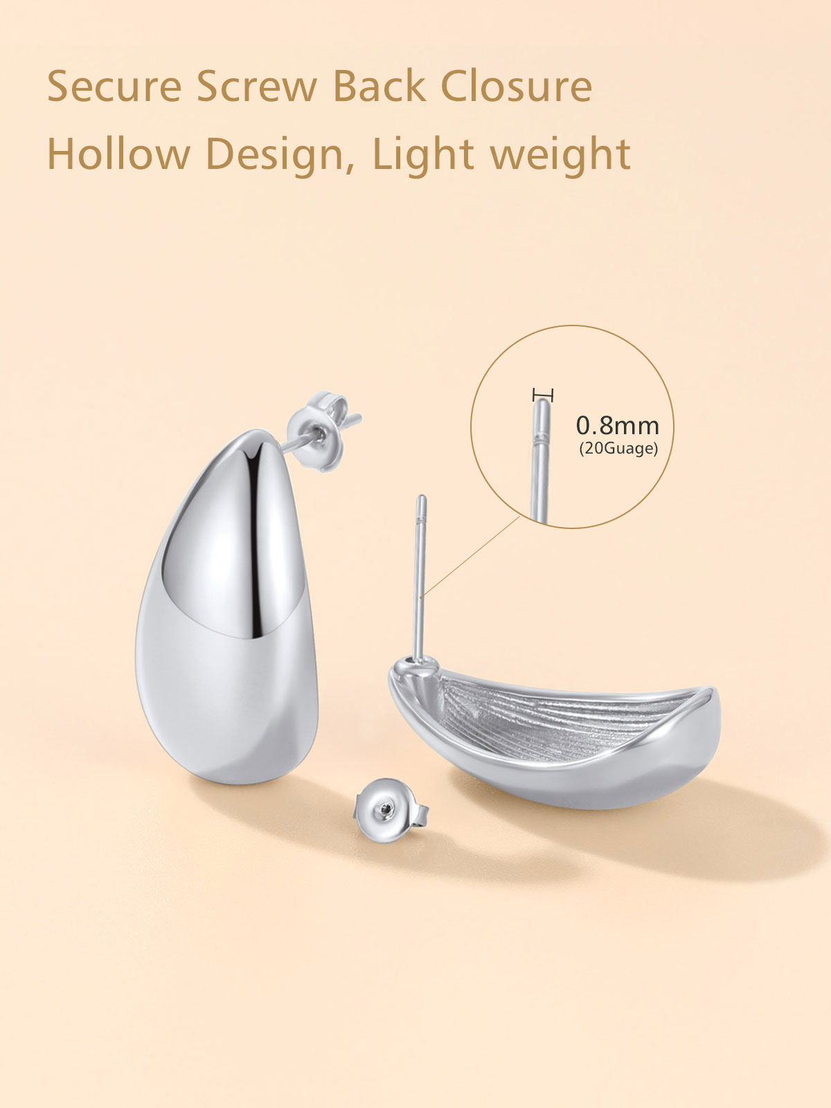 FindChic Teardrop Earrings for Women, Stainless Steel Stud Earrings Hypoallergenic Small Waterdrop Dangle Earrings for Birthday Christmas with Gift Box