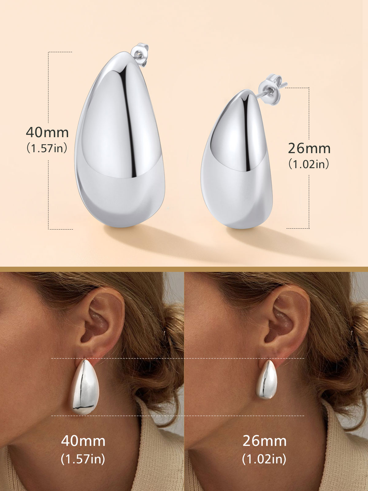 FindChic Teardrop Earrings for Women, Stainless Steel Stud Earrings Hypoallergenic Small Waterdrop Dangle Earrings for Birthday Christmas with Gift Box