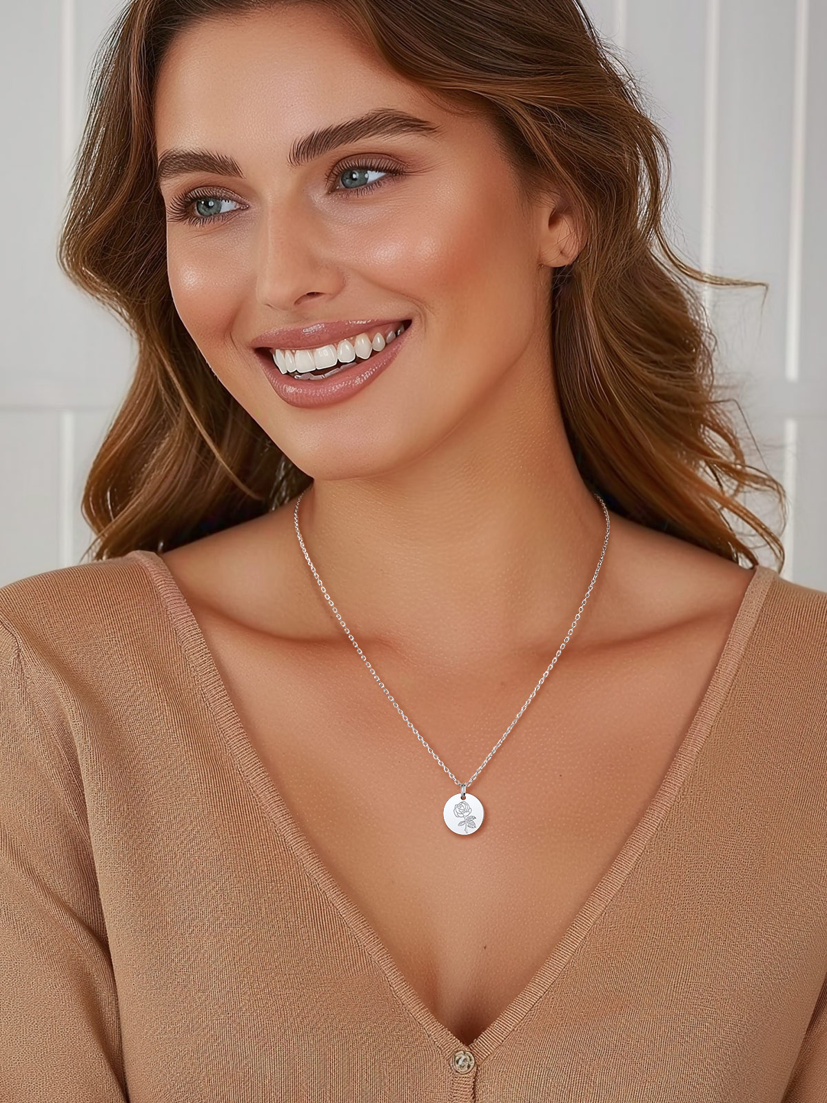 FindChic Birth Flower Necklaces for Women Stainless Steel Guardian Month Floral Carnation Pendant Necklace for Birthday Christmas Jewelry with Gift Box