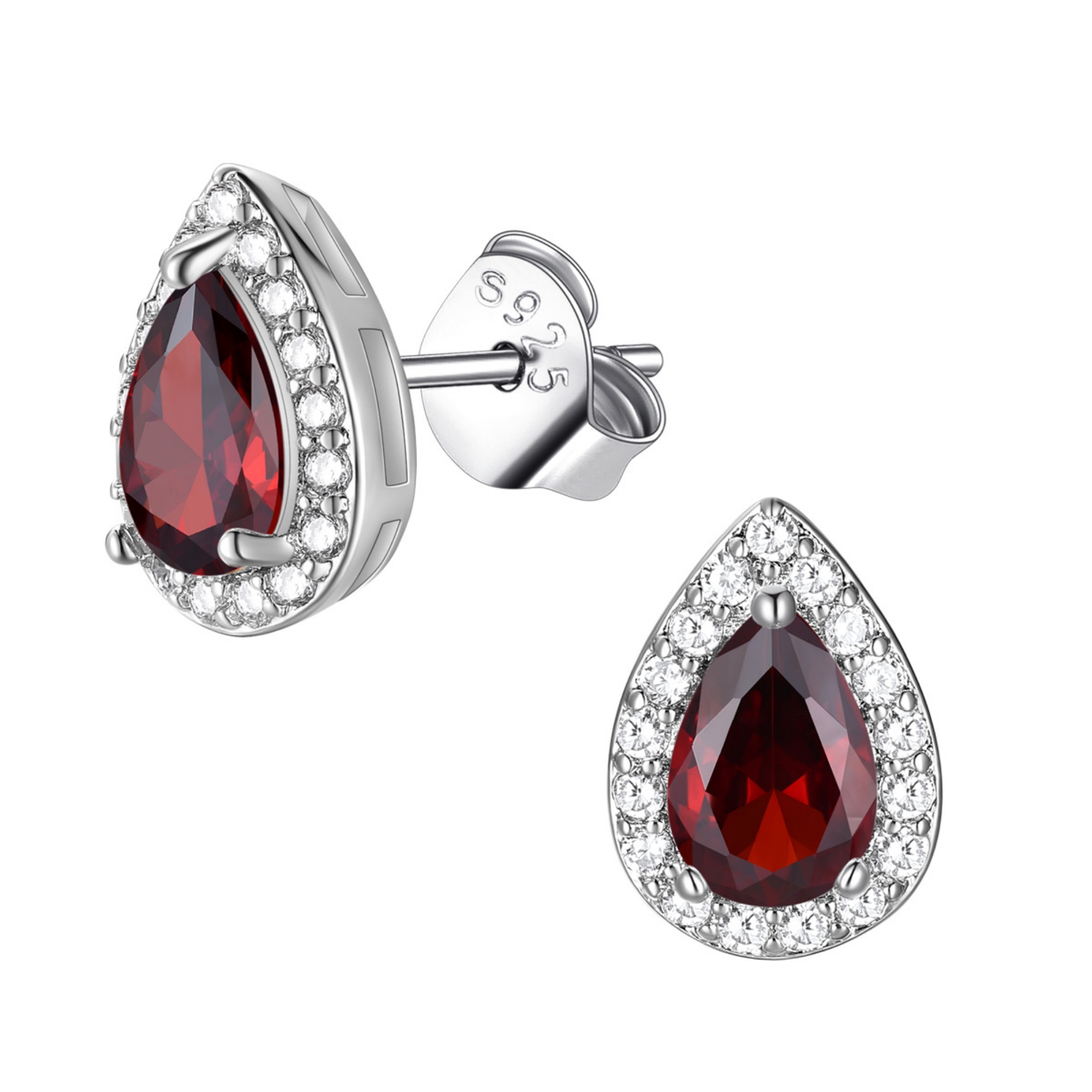 FindChic Birthstone Earrings for Women, Teardrop Earring with 925 Sterling Silver Posts & Push Backs Hypoallergenic Cubic Zirconia Studs Birthday Christmas Jewelry with Gift Box