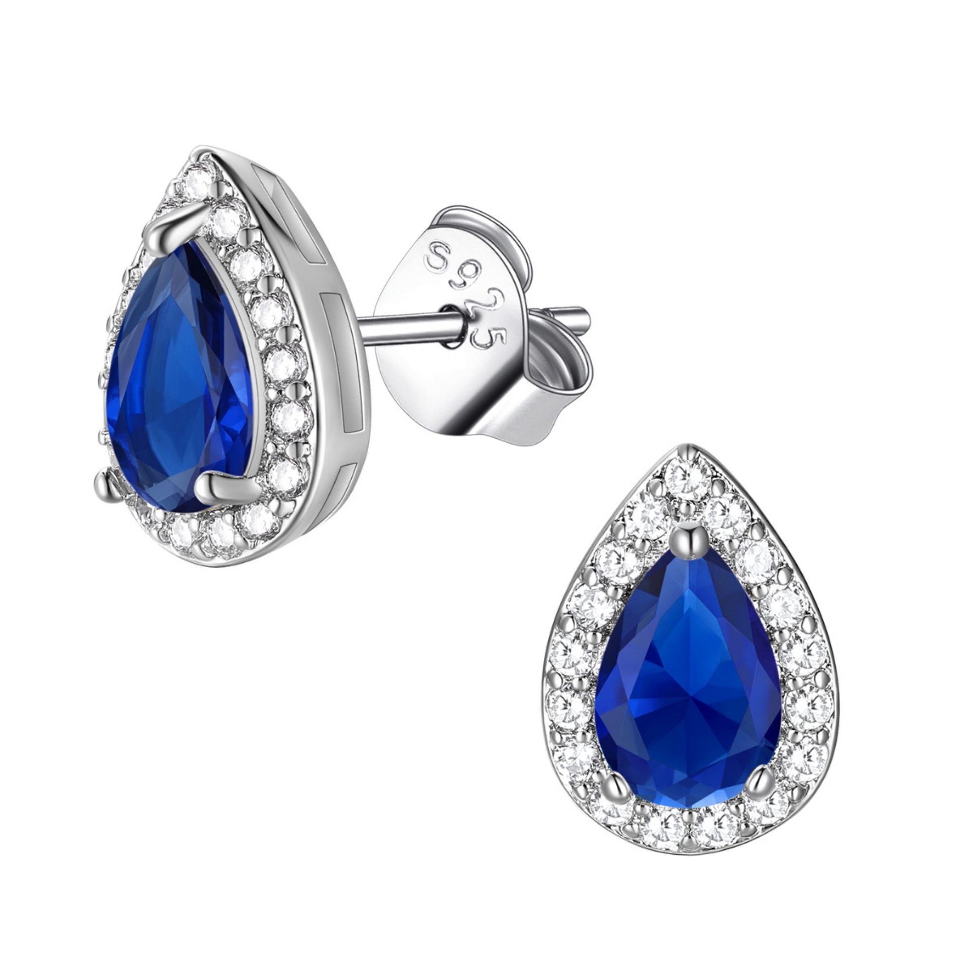 FindChic Birthstone Earrings for Women, Teardrop Earring with 925 Sterling Silver Posts & Push Backs Hypoallergenic Cubic Zirconia Studs Birthday Christmas Jewelry with Gift Box