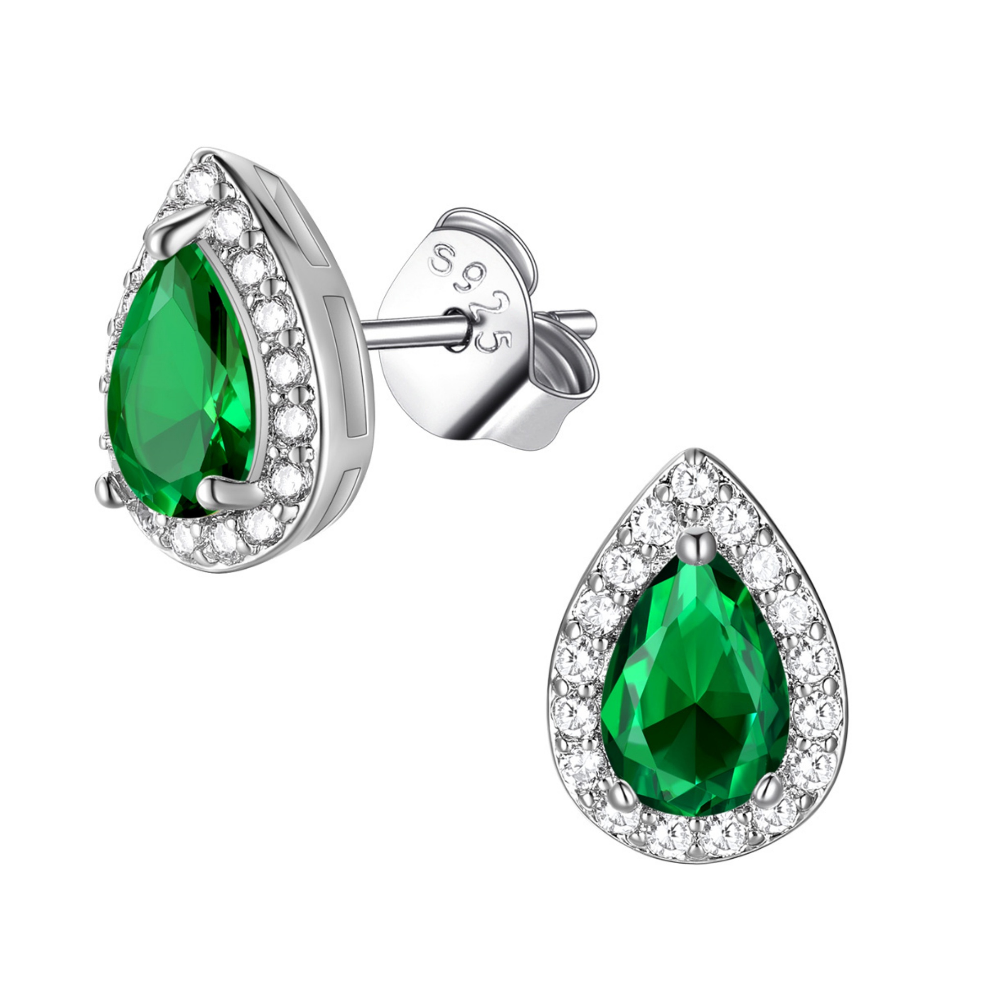 FindChic Birthstone Earrings for Women, Teardrop Earring with 925 Sterling Silver Posts & Push Backs Hypoallergenic Cubic Zirconia Studs Birthday Christmas Jewelry with Gift Box