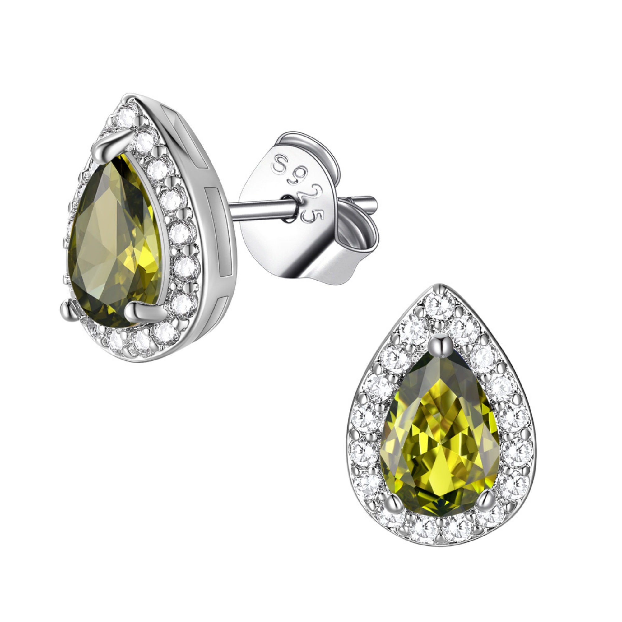 FindChic Birthstone Earrings for Women, Teardrop Earring with 925 Sterling Silver Posts & Push Backs Hypoallergenic Cubic Zirconia Studs Birthday Christmas Jewelry with Gift Box