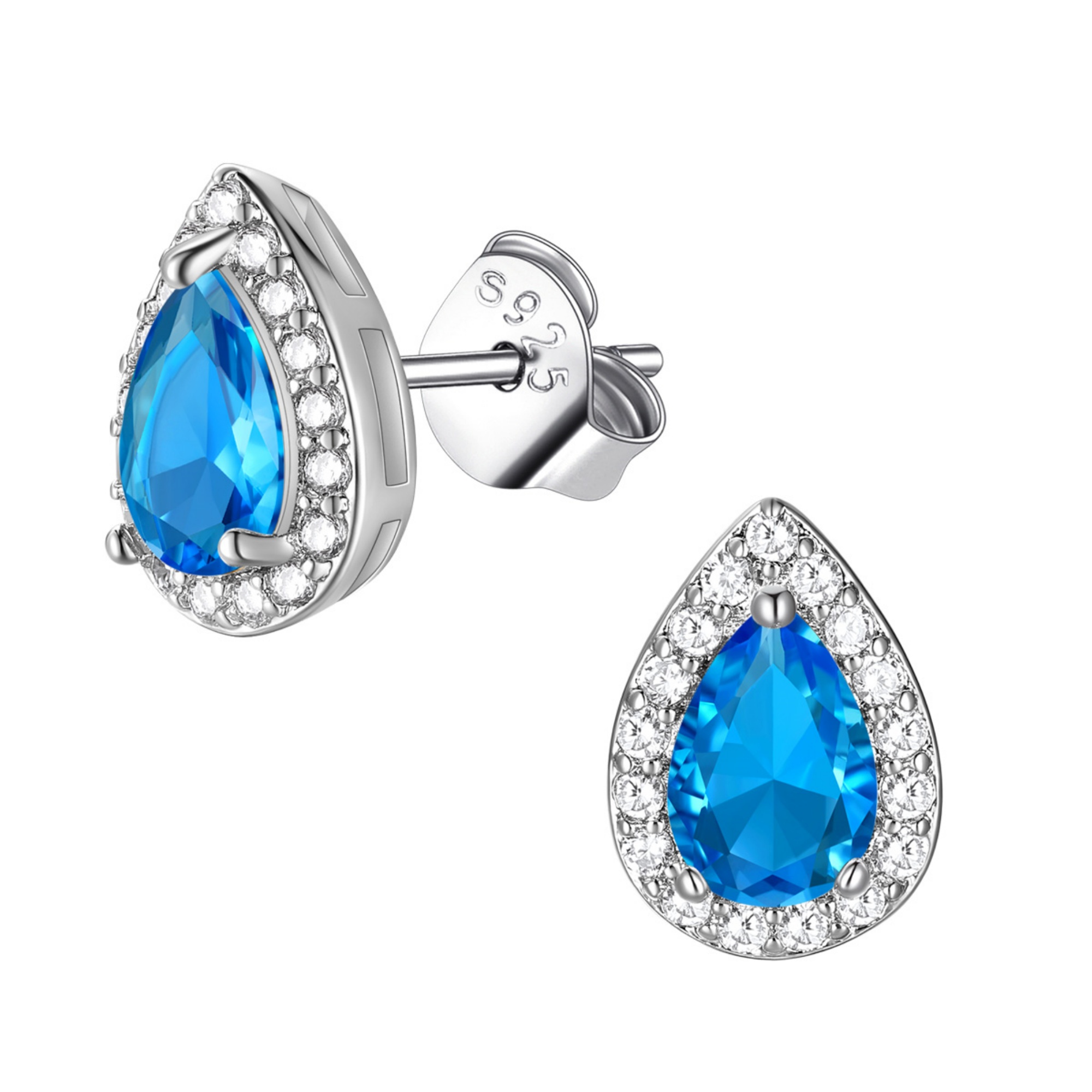 FindChic Birthstone Earrings for Women, Teardrop Earring with 925 Sterling Silver Posts & Push Backs Hypoallergenic Cubic Zirconia Studs Birthday Christmas Jewelry with Gift Box