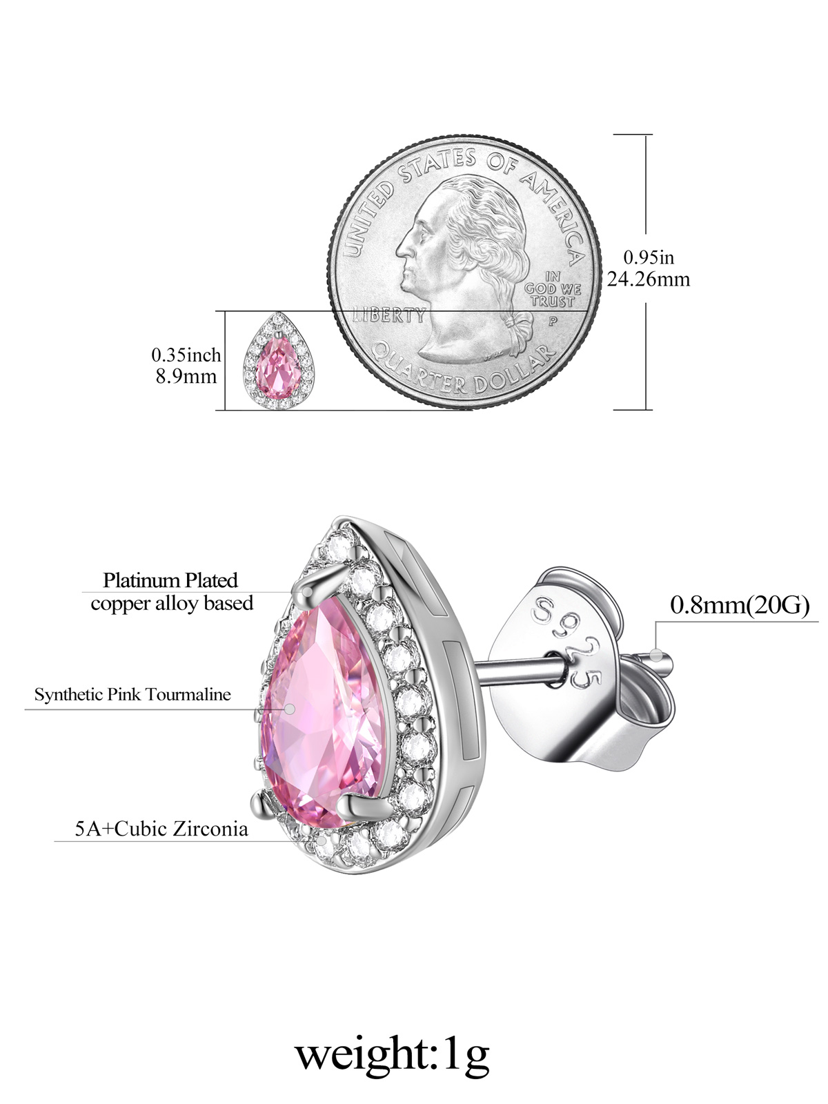 FindChic Birthstone Earrings for Women, Teardrop Earring with 925 Sterling Silver Posts & Push Backs Hypoallergenic Cubic Zirconia Studs Birthday Christmas Jewelry with Gift Box