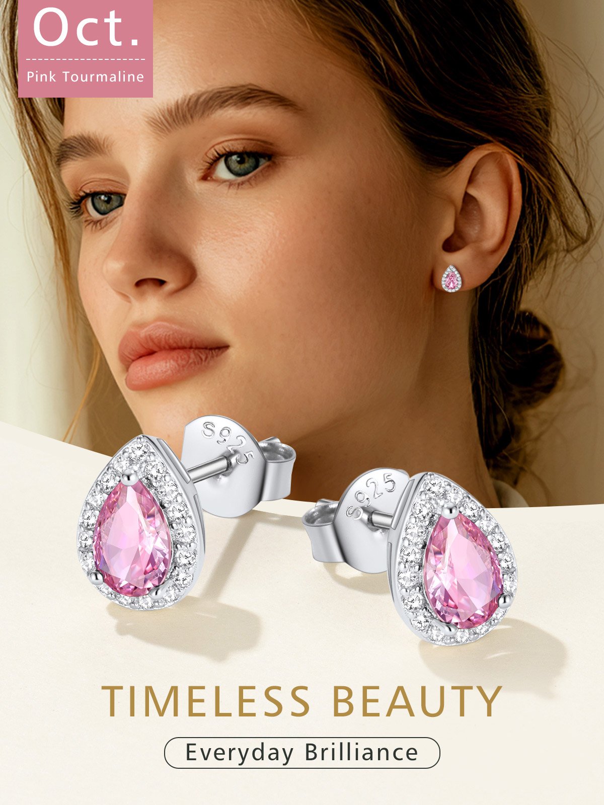 FindChic Birthstone Earrings for Women, Teardrop Earring with 925 Sterling Silver Posts & Push Backs Hypoallergenic Cubic Zirconia Studs Birthday Christmas Jewelry with Gift Box