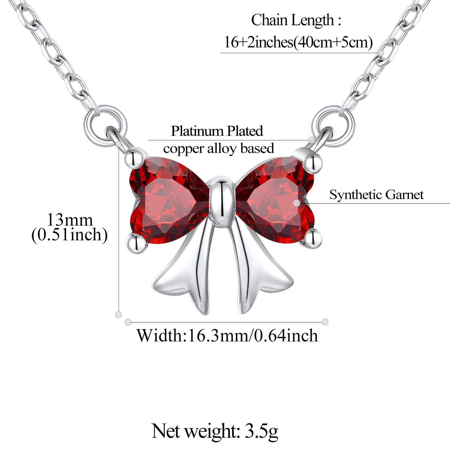 FindChic Bow Necklace for Women, Birthstone Necklaces Bow Heart Cubic Zirconia Pendant Jewelry Gifts for Anniversary Birthday