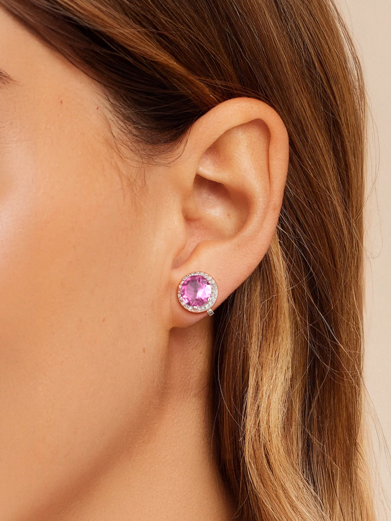 FindChic Clip On Earrings for Wome Lightweight 8MM Cubic Zirconia Non Pierced Studs Silver Birthstone Earrings Birthday Valentines Day Jewelry Gifts for Her/Mom/Girlfriend