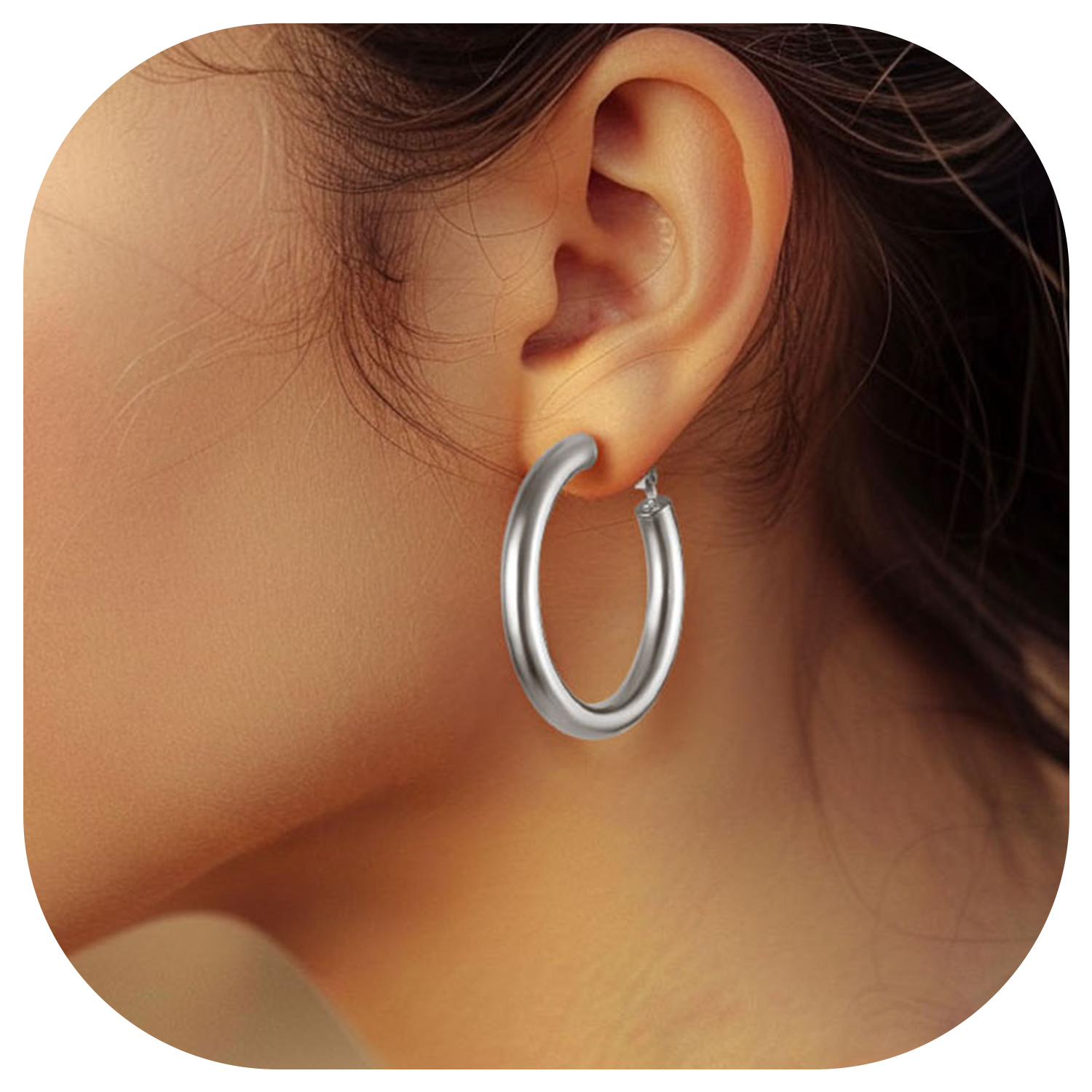 FindChic Hoop Earrings for Women Stainless Steel Loop Earrings, Birthday Valentines Day Gifts for Girlfriend with Box