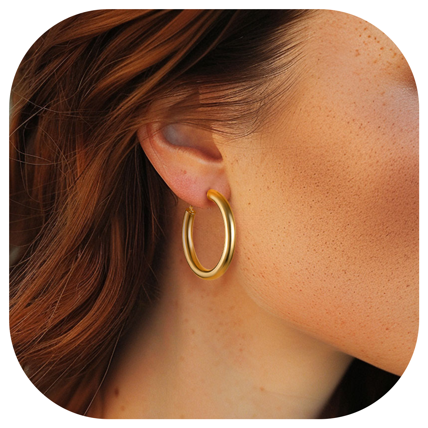 FindChic Hoop Earrings for Women Stainless Steel Loop Earrings, Birthday Valentines Day Gifts for Girlfriend with Box