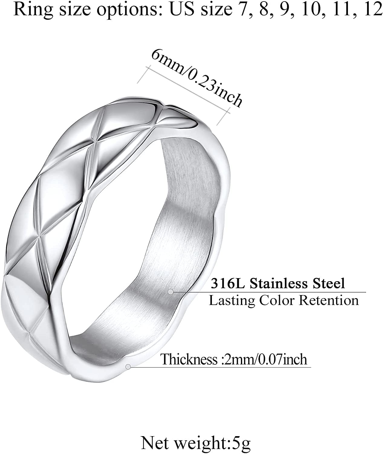 FindChic Crossover Band Rings for Men Women Stainless Steel Rings for Him 6mm/9mm Wide Size 7-12 Crossover Wedding Knucle Finger Ring Engagement Promise Rings Valentine's Birthday Day Gift