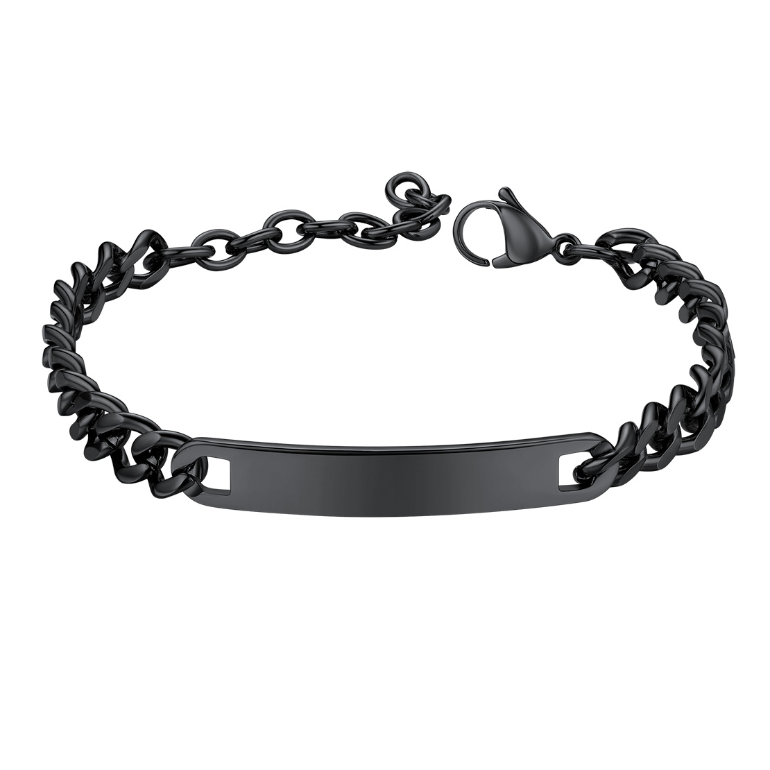 FindChic ID Bracelets for Women Men Blank Bar Inspirational Bracelet 7'' Stainless Steel/Gold Black Nameplate Jewelry Friendship Coordinates Thin Bangle for Girls(No Engraved）