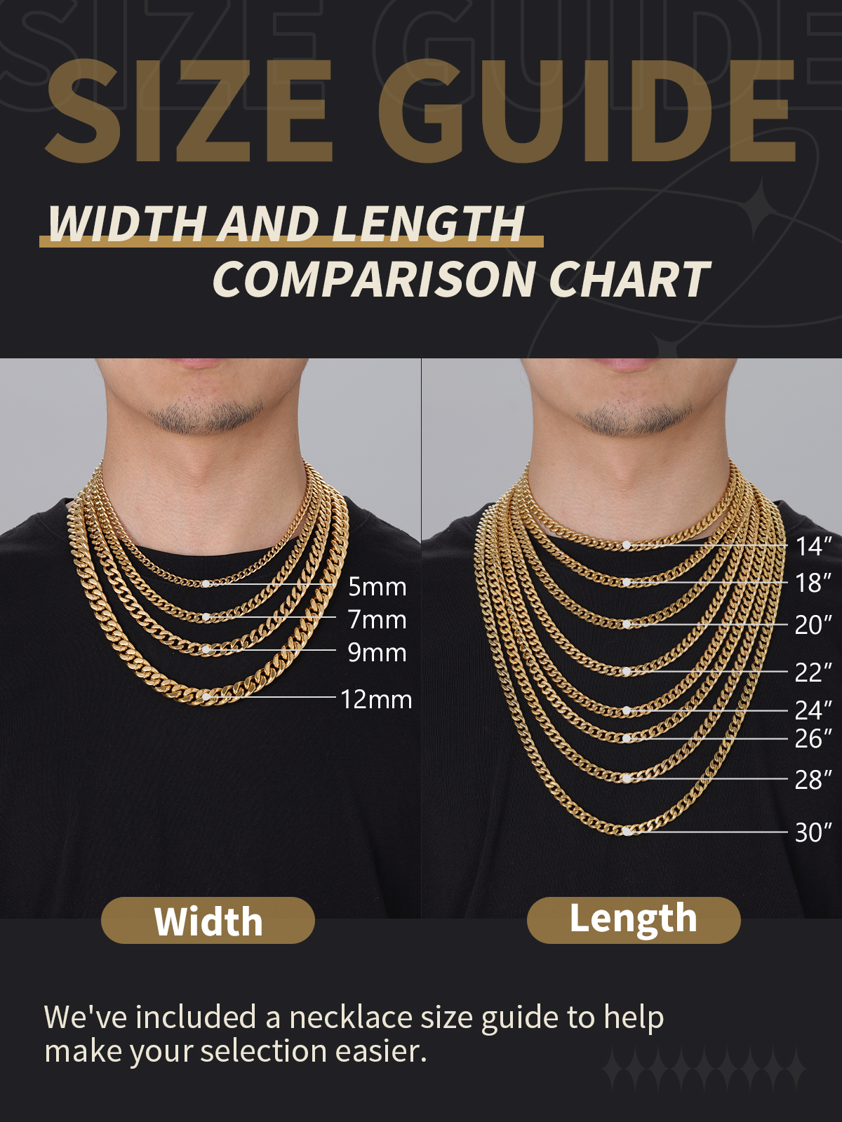 FindChic Gold/Silver/Black Chain for Mens Necklaces Stainless Steel Hip Hop Chunky Cuban Link Gifts for Dad Father's Day Birthday