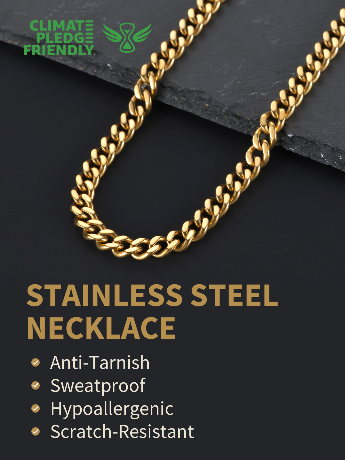 FindChic Gold/Silver/Black Chain for Mens Necklaces Stainless Steel Hip Hop Chunky Cuban Link Gifts for Dad Father's Day Birthday