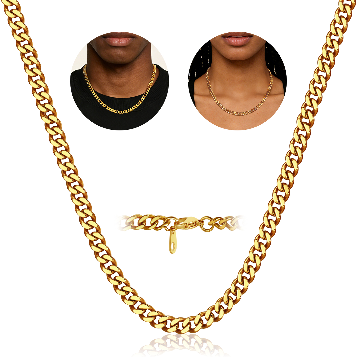 FindChic Gold/Silver/Black Chain for Mens Necklaces Stainless Steel Hip Hop Chunky Cuban Link Gifts for Dad Father's Day Birthday