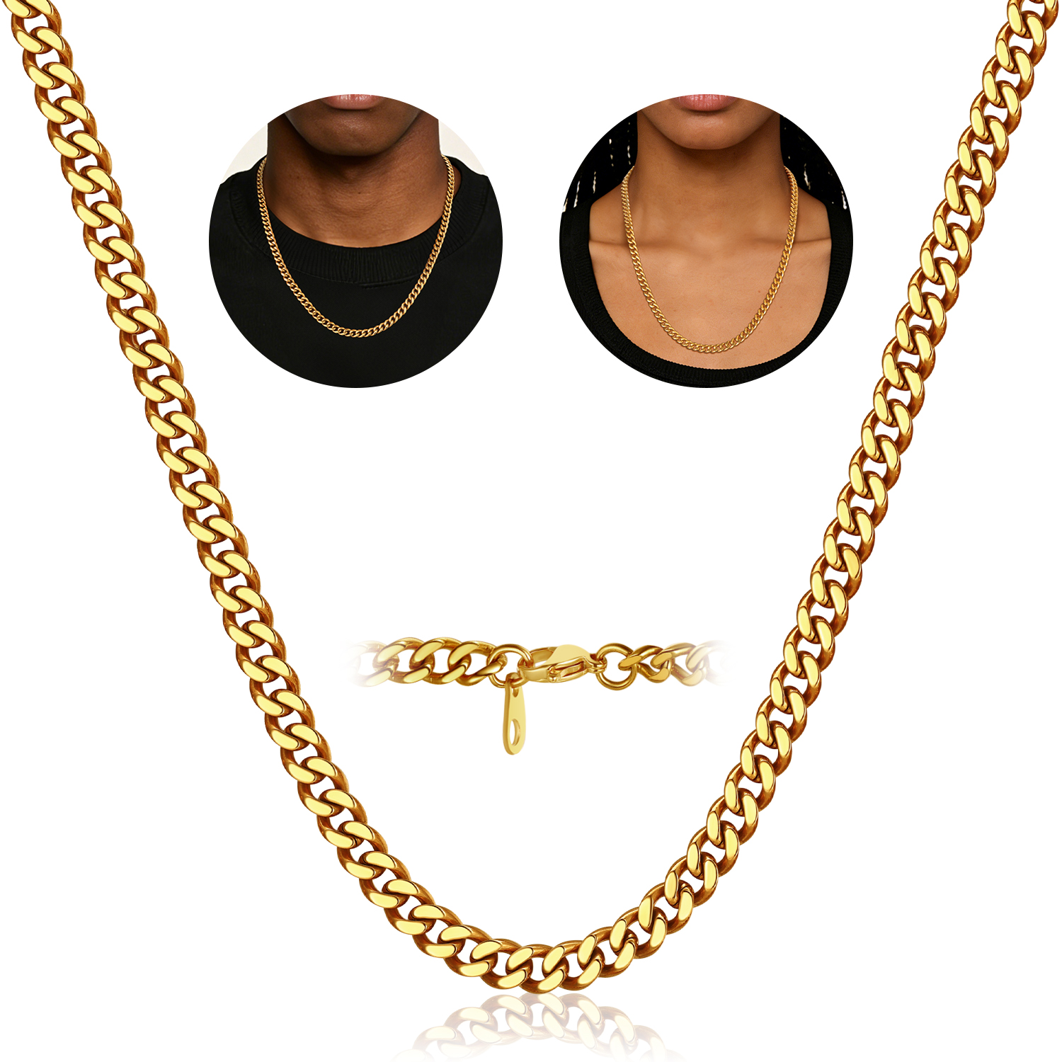 FindChic Gold/Silver/Black Chain for Mens Necklaces Stainless Steel Hip Hop Chunky Cuban Link Gifts for Dad Father's Day Birthday