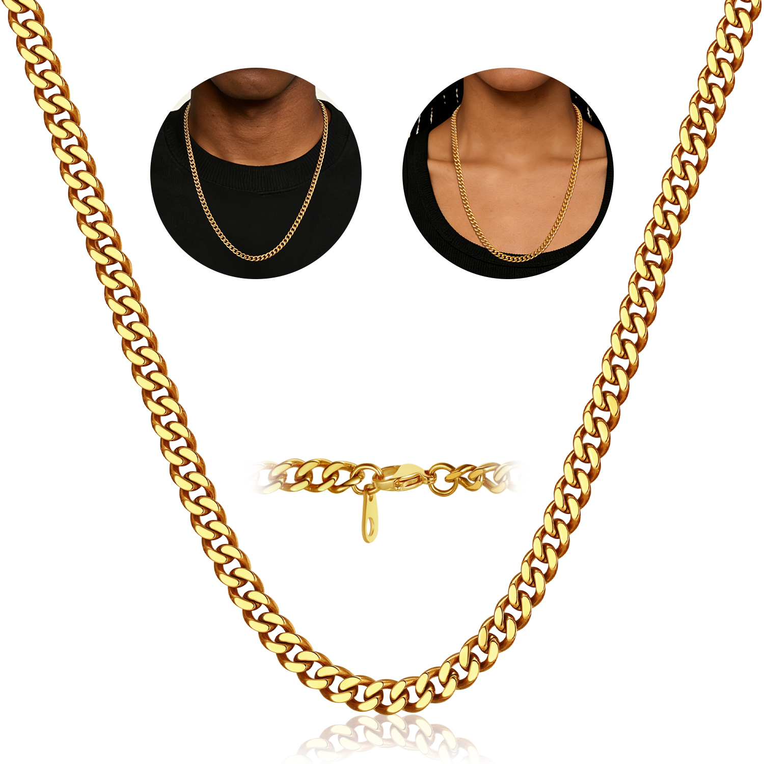 FindChic Gold/Silver/Black Chain for Mens Necklaces Stainless Steel Hip Hop Chunky Cuban Link Gifts for Dad Father's Day Birthday