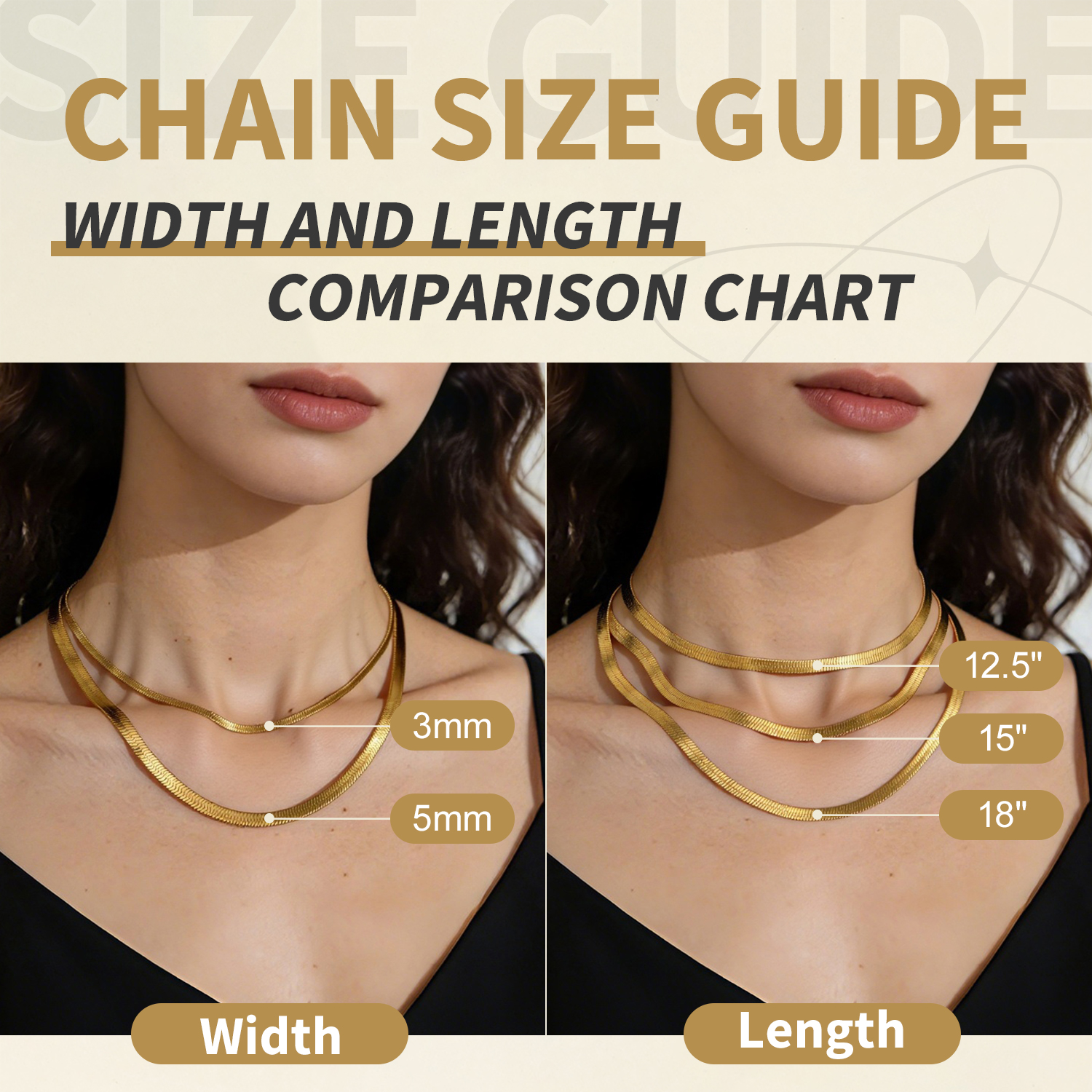 FindChic Stainless Steel Herringbone Necklace for Women, 3MM & 5MM Short Double Layered Choker Flat Snake Chain for Birthday Christmas with Gift Box