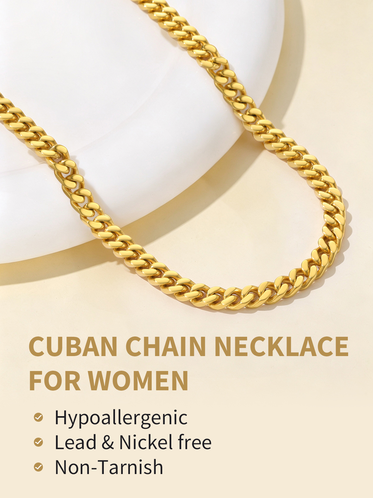 FindChic Chunky Gold Plated Necklace for Women Stainless Steel Hip Hop Cuban Link Chain Birthday Valentines Day Jewelry Gifts Her Girlfriend Wife Lady Female Adults Age Ideas