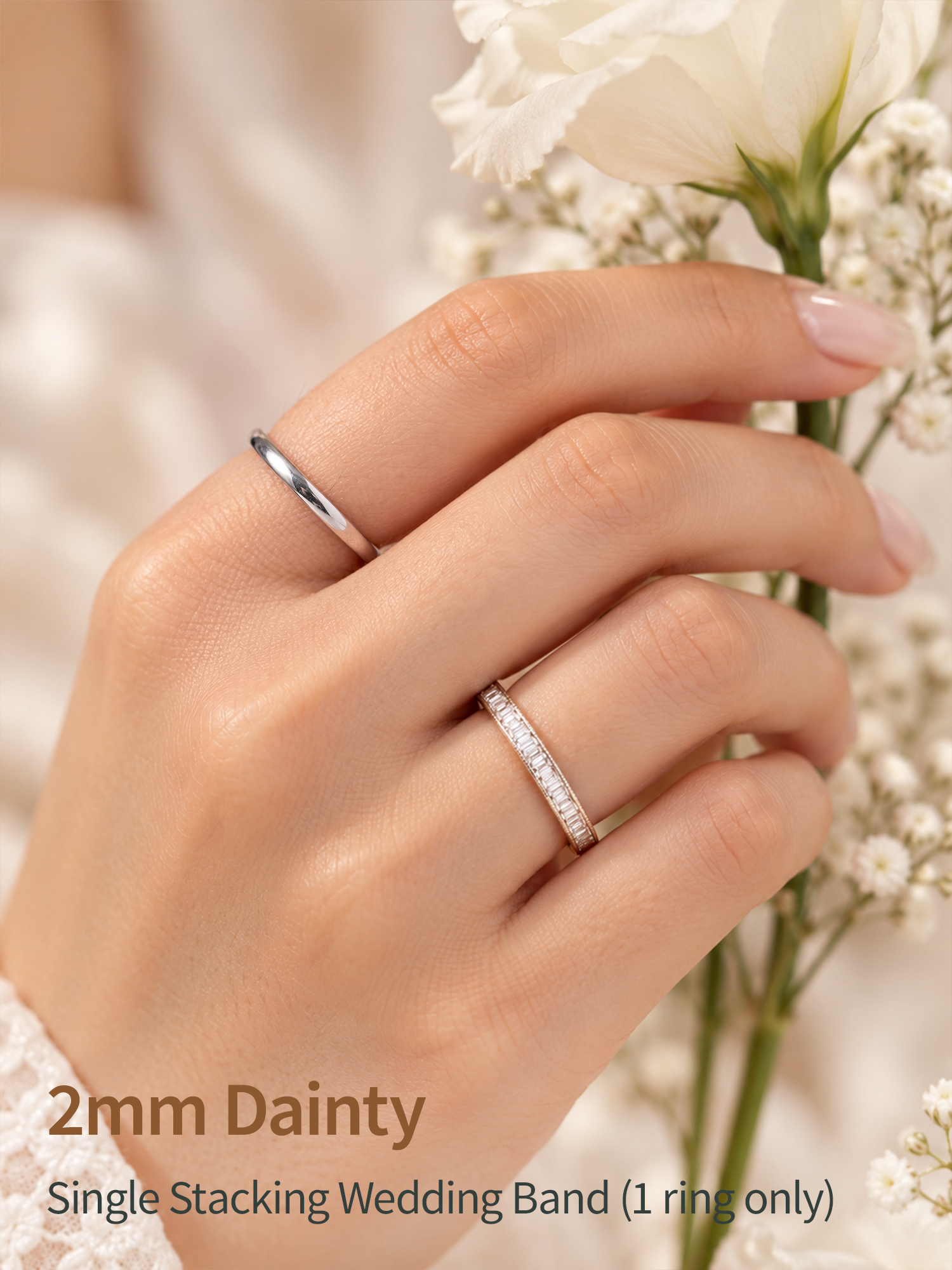 FindChic Simple Band Rings for Women,925 Sterling Silver Ring Engagement Wedding Band for Couple with Gift Box
