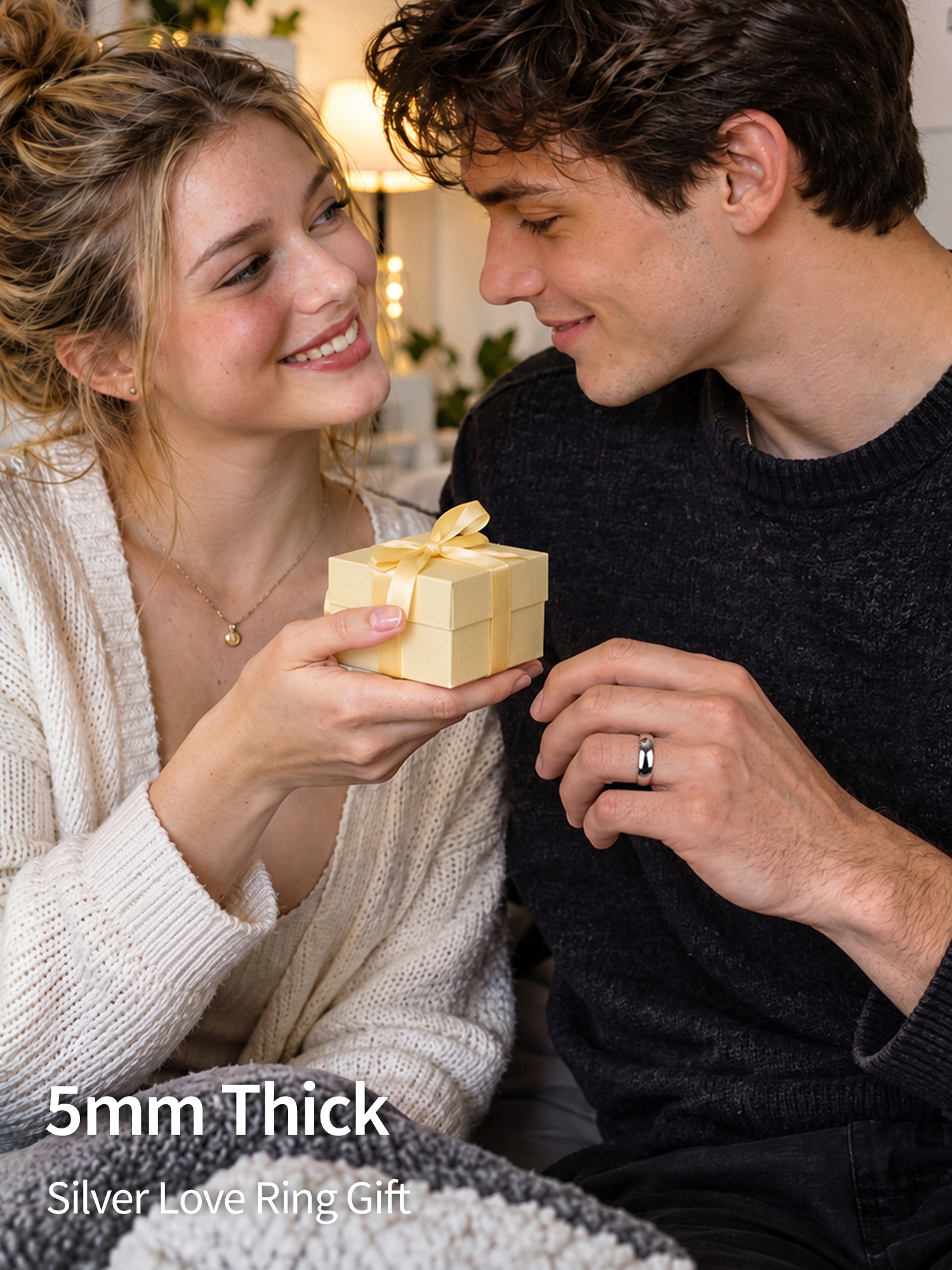 FindChic Simple Band Rings for Women,925 Sterling Silver Ring Engagement Wedding Band for Couple with Gift Box