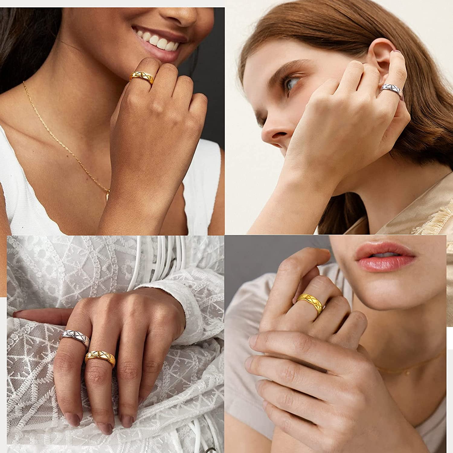 FindChic Crossover Band Rings for Men Women Stainless Steel Rings for Him 6mm/9mm Wide Size 7-12 Crossover Wedding Knucle Finger Ring Engagement Promise Rings Valentine's Birthday Day Gift