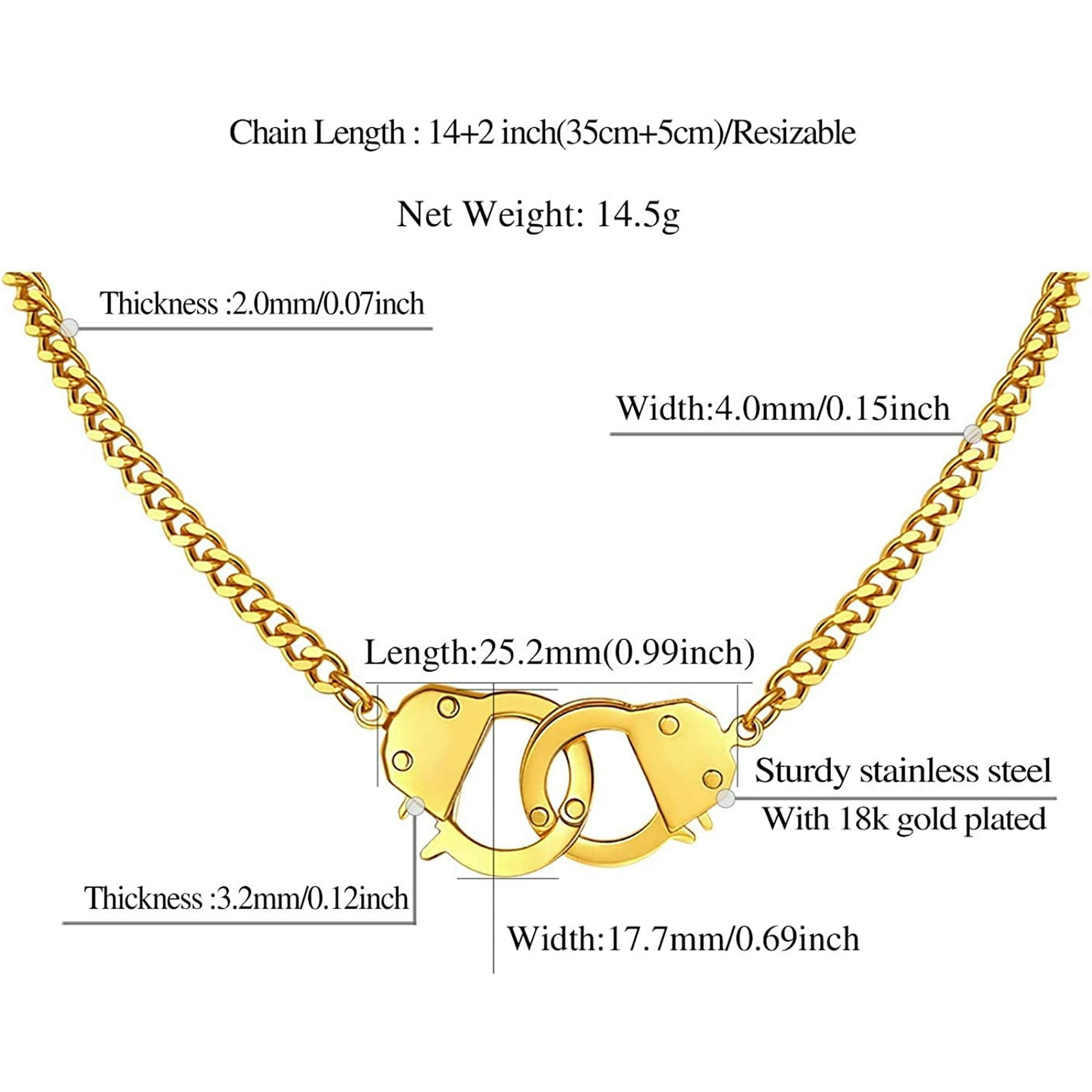 FindChic Handcuffs Choker Cuban Chain Necklaces Infinity Love for Women Stainless Steel Jewelry Gift for Her Birthday Christmas, 14inch