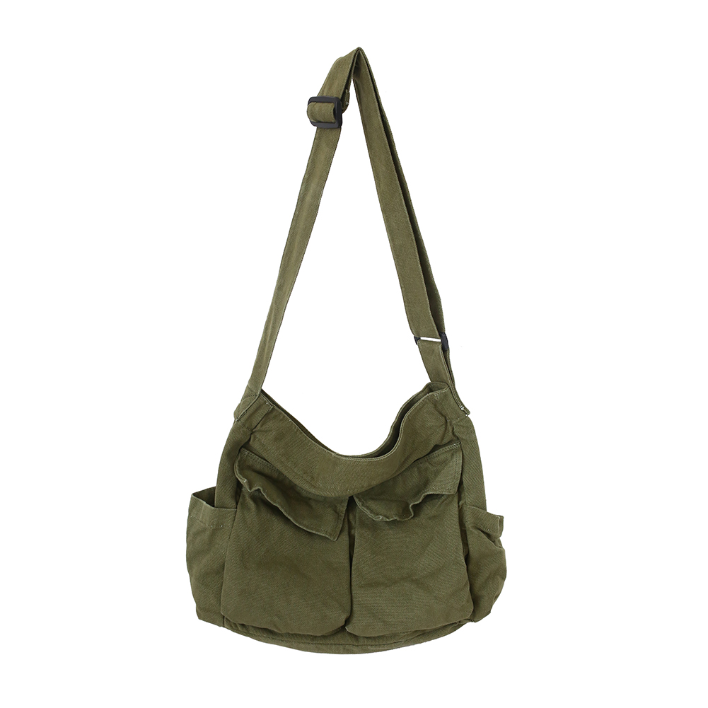 Canvas Solid Color Messenger Bag Large Capacity Women Crossbody Bag Girls for Daily Shopping Work
