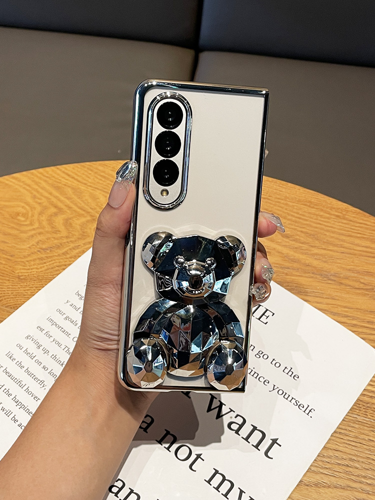 3D Silver Bear Stand Case for Galaxy Z Fold
