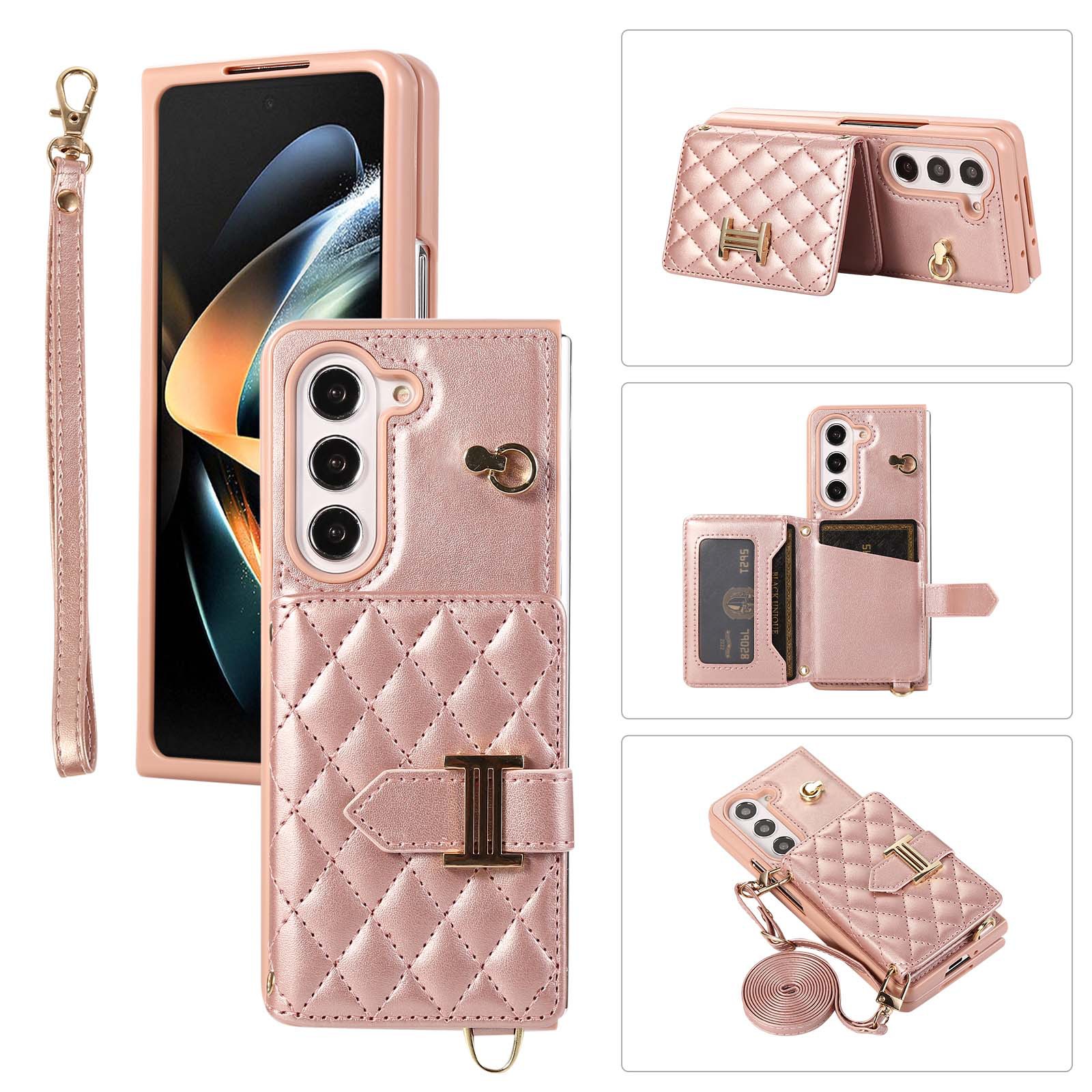 Samsung FOLD3/4/5 plaid women's card holder leather case