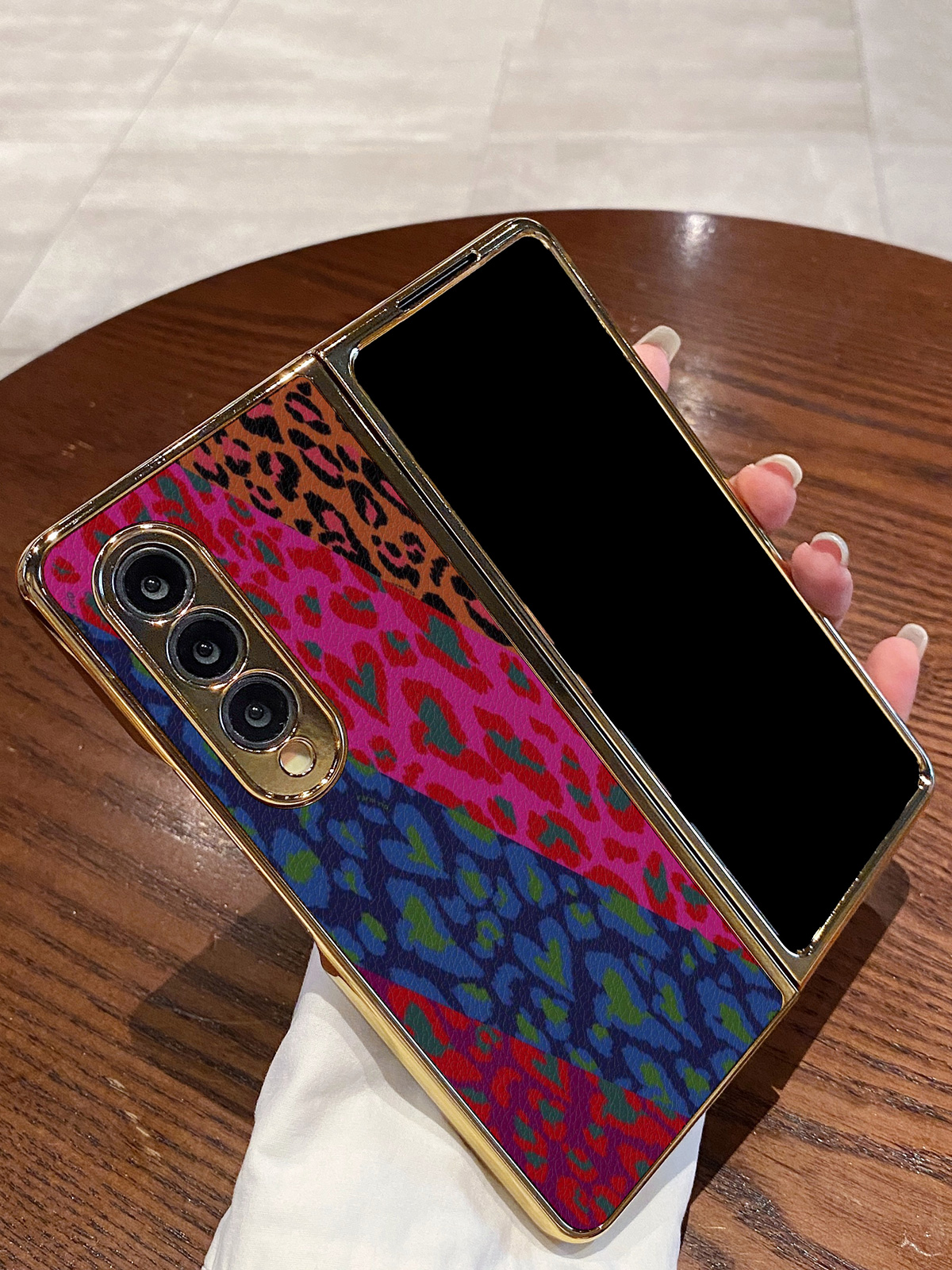 Heart Leopard Print Case for Galaxy Z Fold