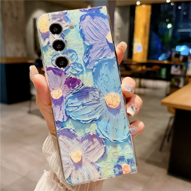 Blu-ray Retro Flower Case for Galaxy Z Fold