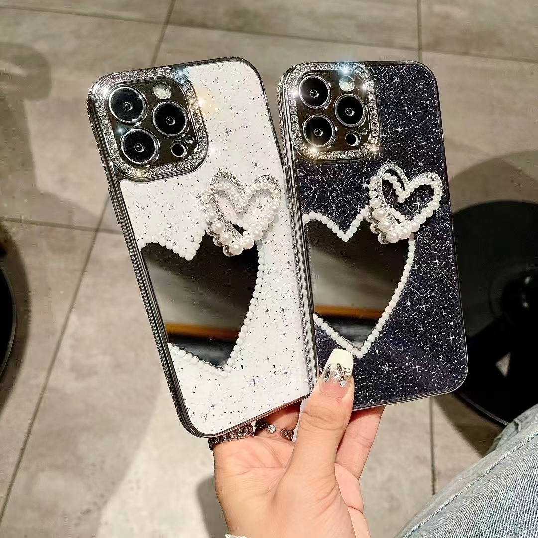 Diamond Love Pearl Mirror Case