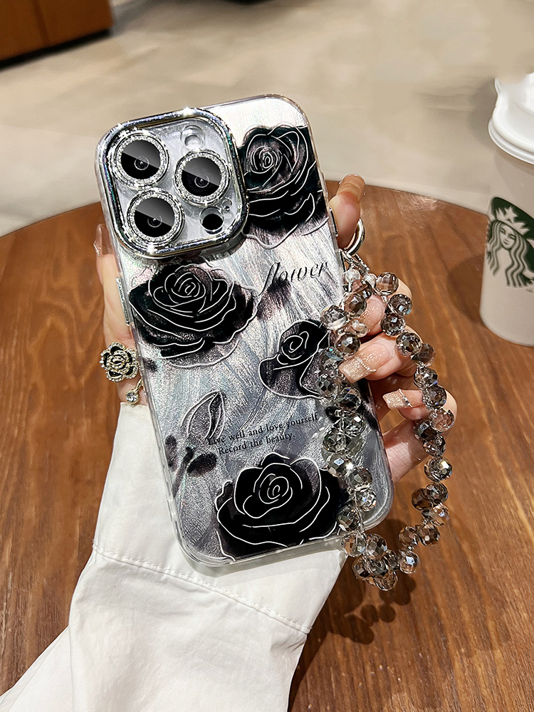 Luxurious Black Rose Crystal Case