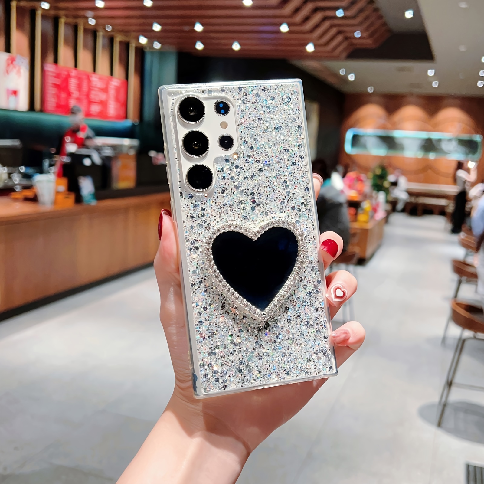 Heart-shaped Mirror Glitter Case For Samsung
