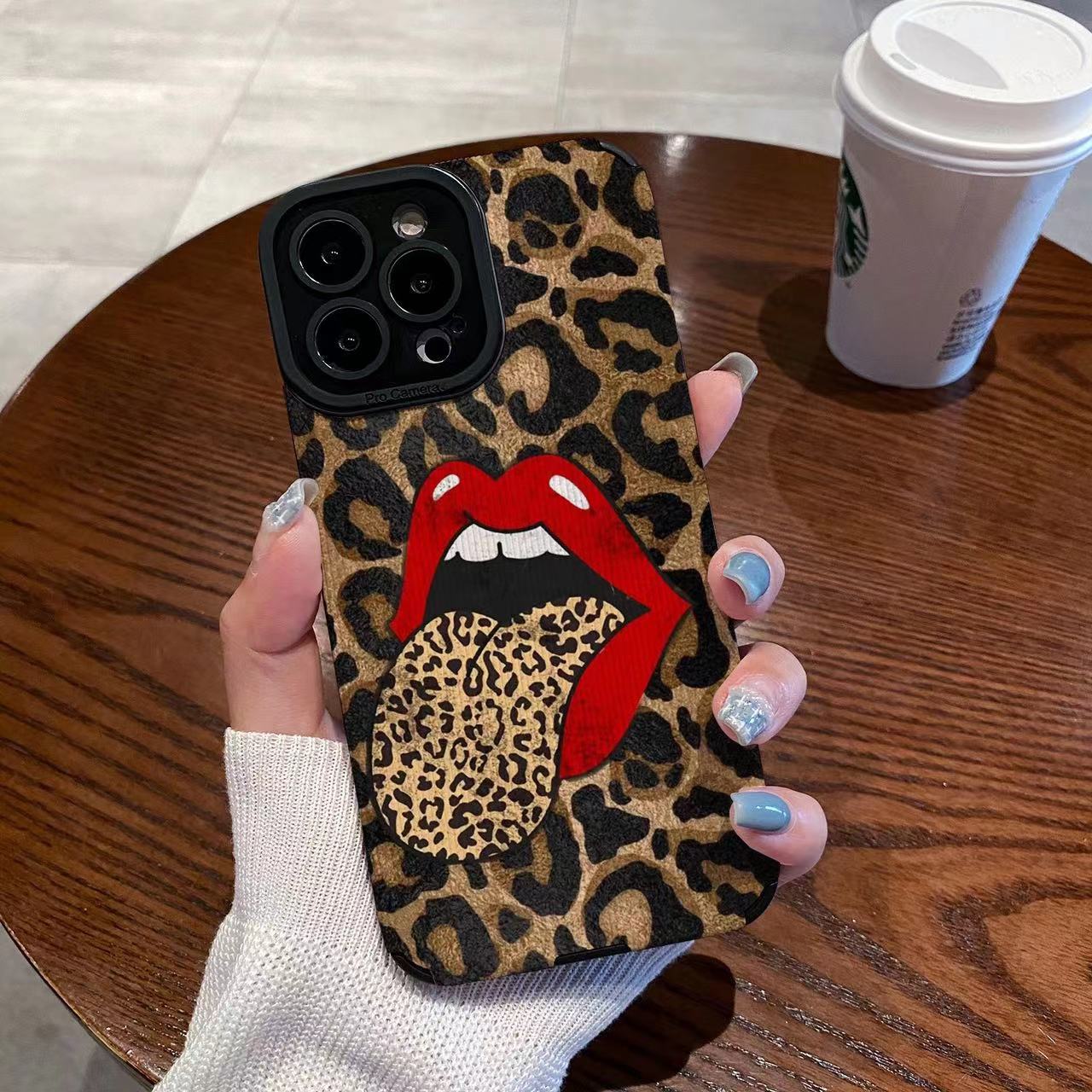 Leopard Print Red Lip Case
