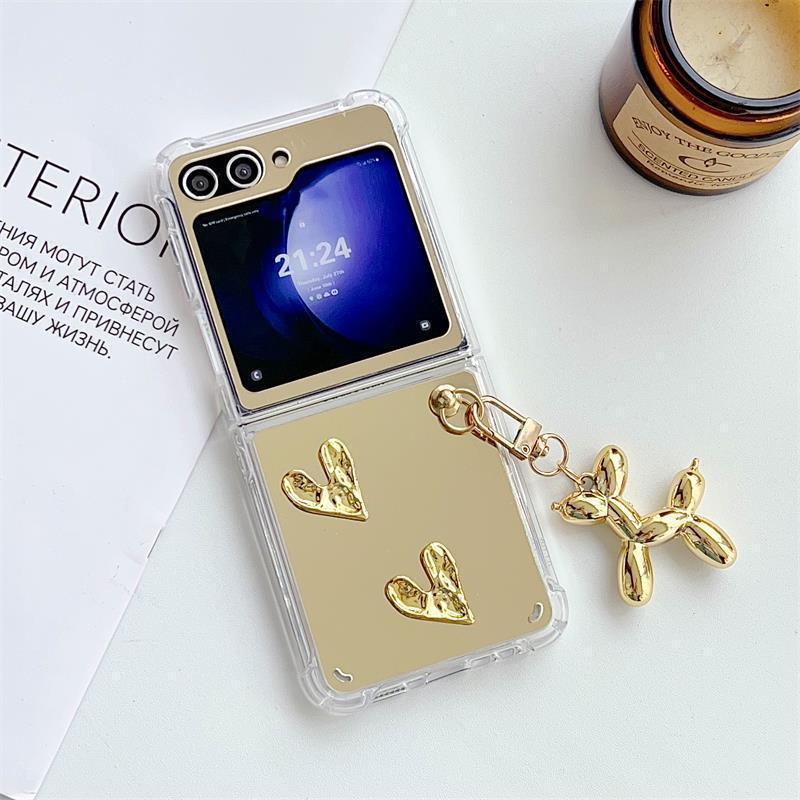 Mirror Heart Deer Pendant Case