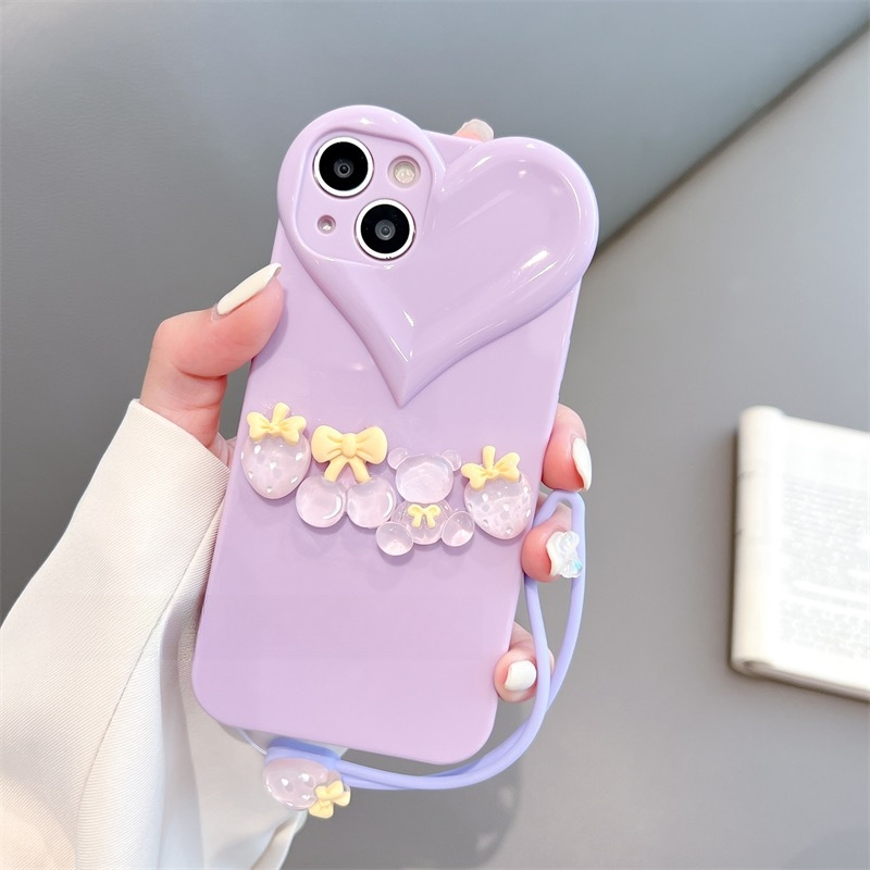 Cute 3D Strawberry Cherry Bear Case