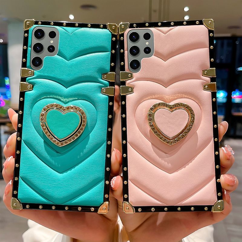 3D Heart Pattern Leather Ring Holder Case