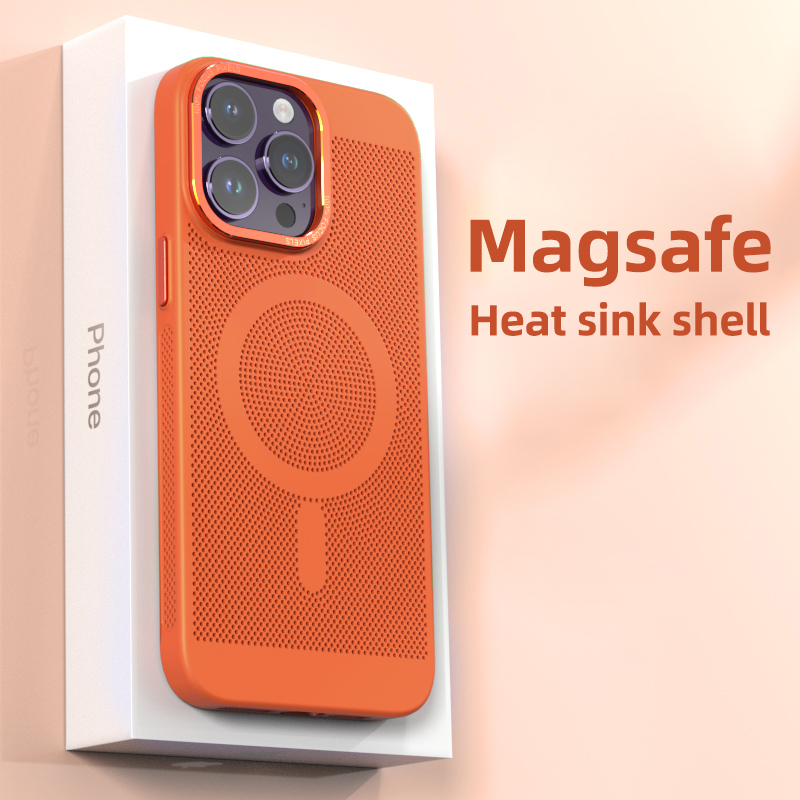 Metal Lens Protection Breathable Mesh Magnetic Magsafe Wireless Charging Phone Case