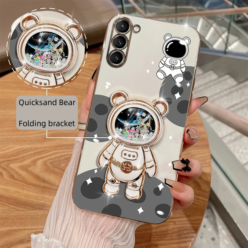 Cute Glitter Quicksand Astronaut Plating Case For Samsung