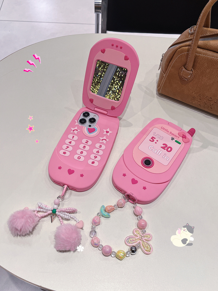 Pink Flip Telephone Mirror Case